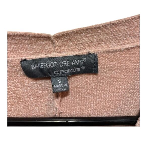 Barefoot Dreams Dusty Rose Pink CozyChic Lite Pointelle Cardigan Sweater sz S - Picture 3 of 7